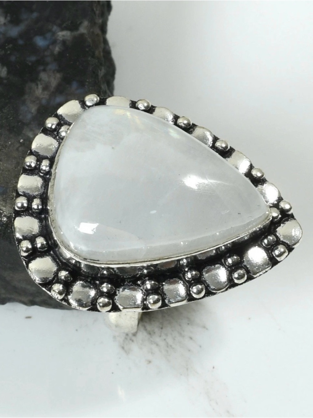 Rainbow Moonstone Gemstone Handmade Ring Size-6.75